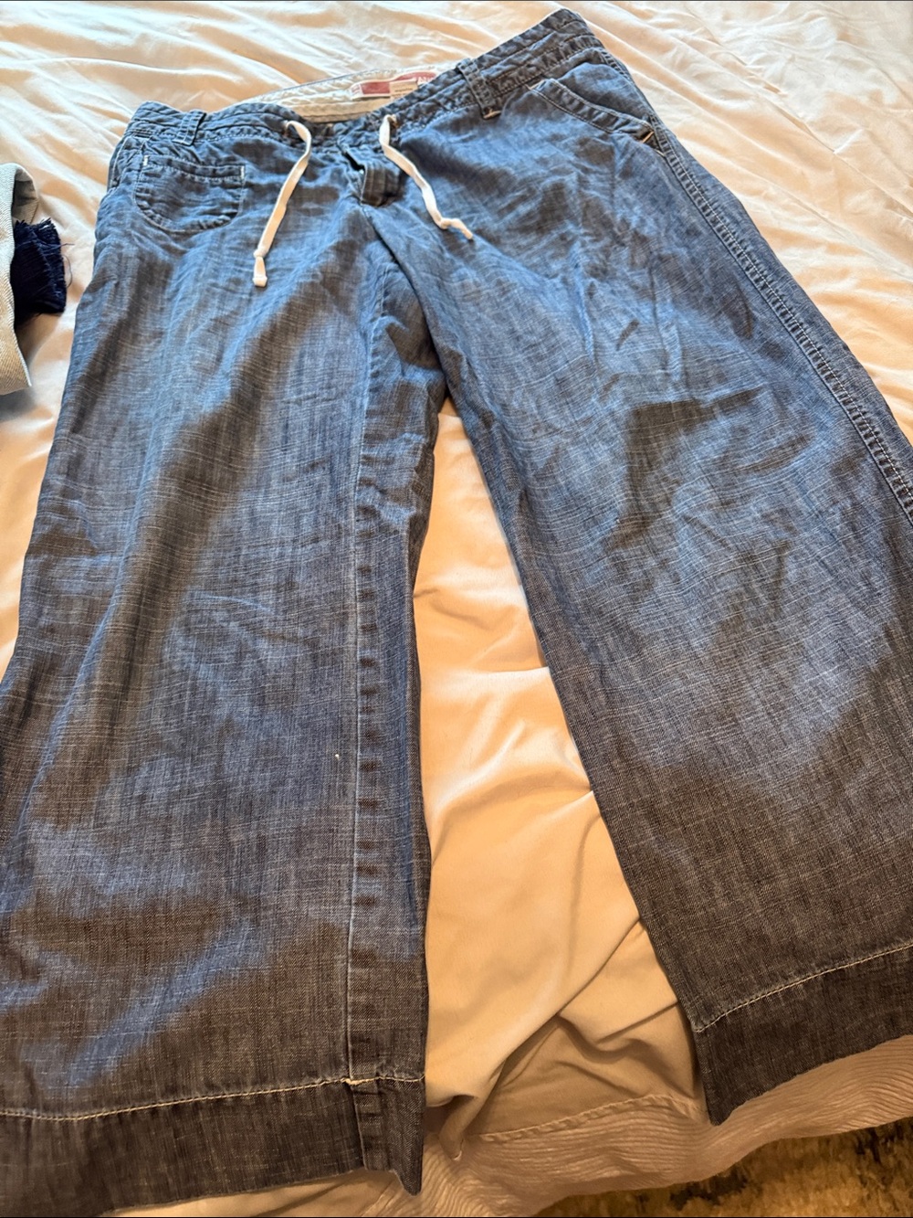Gap Blue Drawstring crop Chambray Jeans